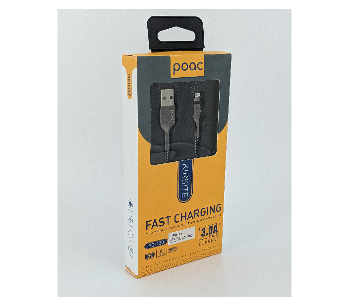 Poac PC-130 3A Ceramic Finish Type-C Data Cable for Samsung -Black 3 in OMAN