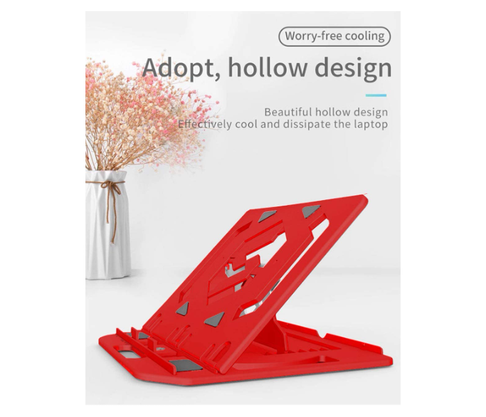 Morepro LS-1101 360 Degree Rotation Laptop or Tablet Stand with Mobile Stand - Red 2 in UAE
