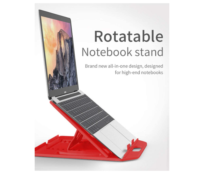 Morepro LS-1101 360 Degree Rotation Laptop or Tablet Stand with Mobile Stand - Red 3 in UAE