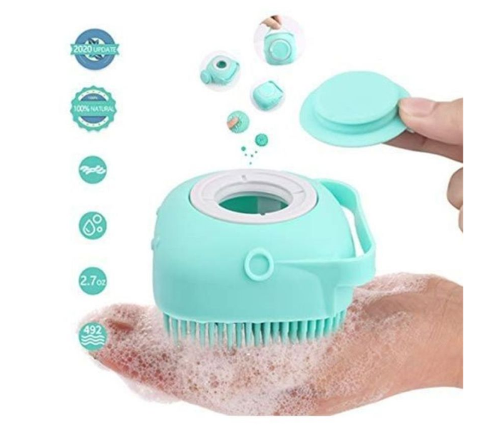Silicone Shower Brush With Soap Dispenser - Cyan 3 in UAE