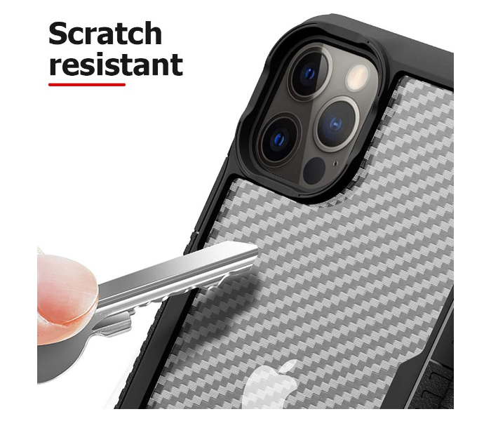 Morepro MP-1243 New Carbon Fiber Design Case for iPhone 12 with Hand Wrist Rope - Black 3 in UAE