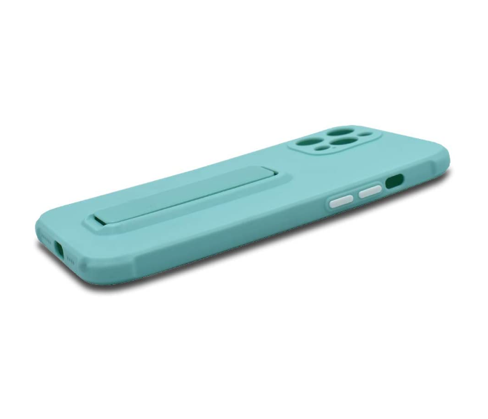 Morepro MP-1254 Soft Rubber Case With Finger Grip and Stand for iPhone 12 Pro Max - Light Blue 4 in UAE