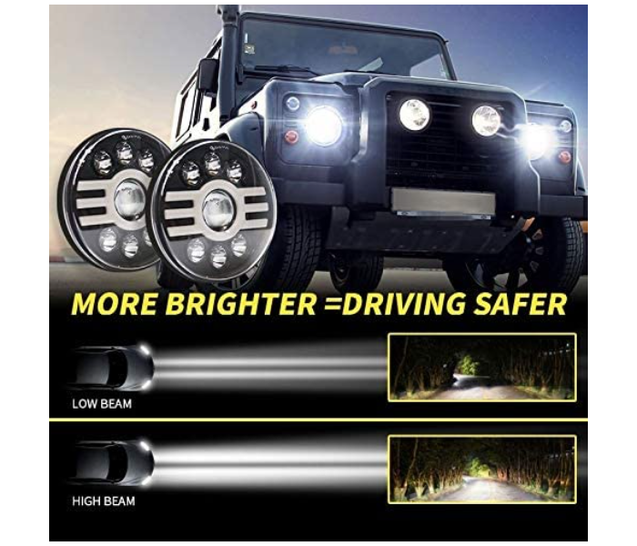 GZ 500W 7inch LED 30000LM Halo Angel Eye Headlights For Jeep Wrangler Halley Led Beam Headlamp 2 in UAE