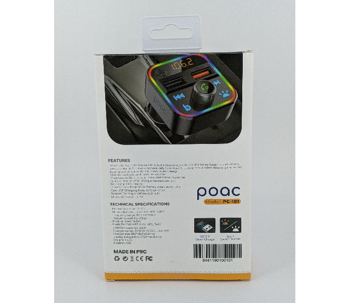 Poac PC-101 Bluetooth Handsfree Fm Transmitter - Black 2 in OMAN