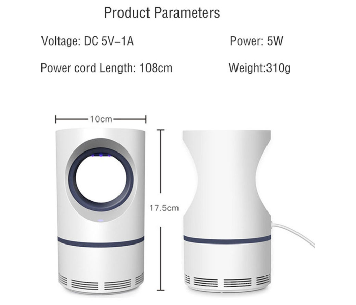 Electric Indoor Mosquito Trap USB Power Insect Killer with UV Light LED Lamp - White 3 in UAE