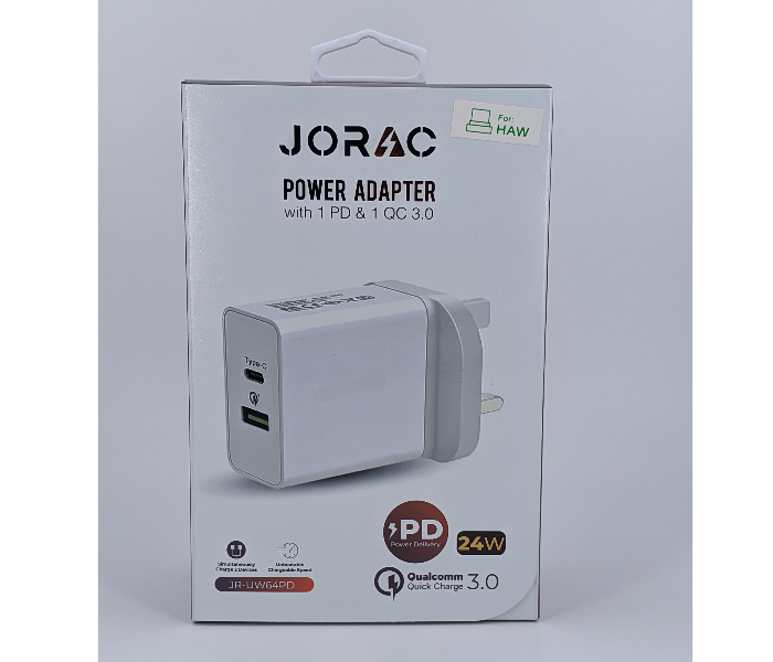 Jorac UW64 Micro USB Dual PD Port Quick Charger -White 1 in OMAN