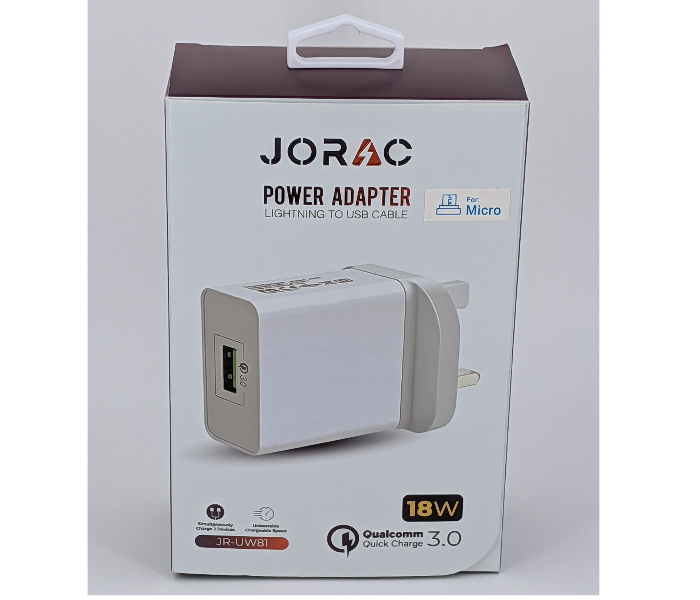 Jorac UW81 18W Qualcomm 3.0 Quick Charge Micro USB Cable - White 1 in OMAN