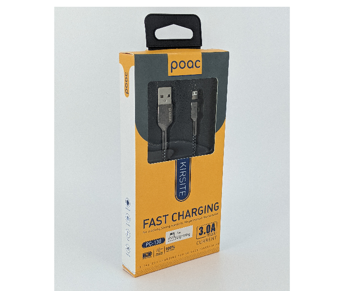 Poac PC-130 3A Ceramic Finish Micro USB Data Cable - Black 2 in OMAN