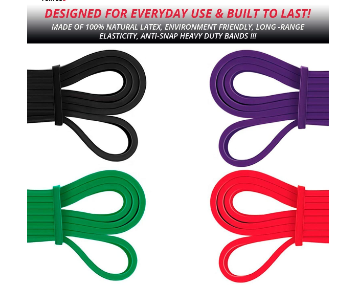 FORTUSS Drawstring Bag Pull Up Assistance Bands Set of 4 with Powerlifting Bands Extra Durable Workout Cross Training Exercise Bands Door Anchor and Handles Stretch Resistance Band Mobility 3 in UAE