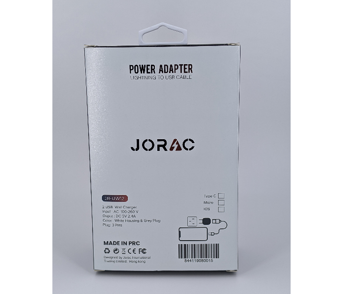 Jorac UW12 Smart IC Type-C 2 Port Charger -White 2 in OMAN