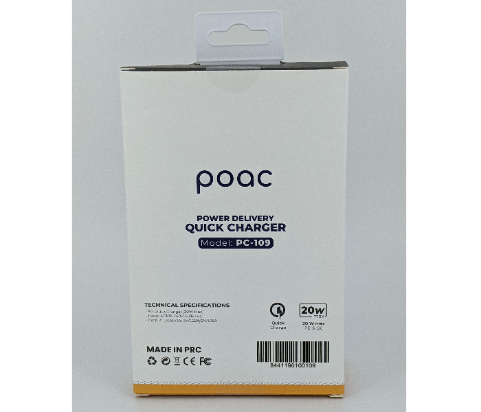 Poac PC-109 20W Charging Adaptor - White 2 in OMAN