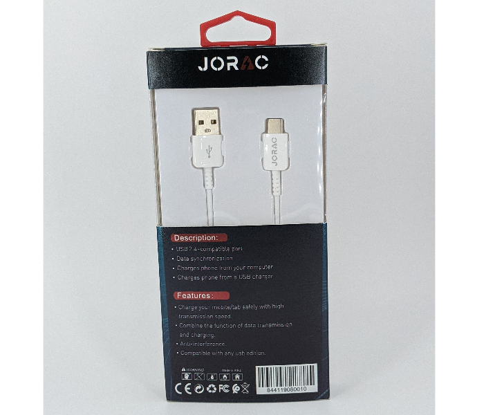 Jorac RA-54 Type-C Data Cable - White 3 in OMAN