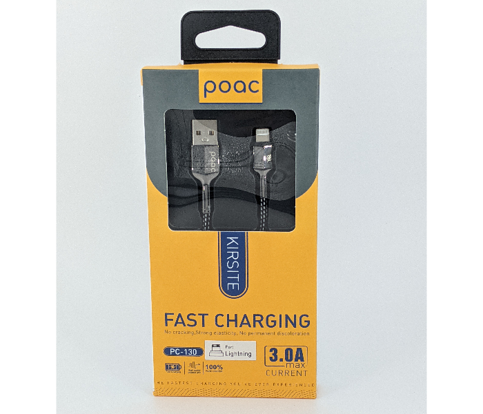 Poac PC-130 3A Ceramic Finish Lightning Data Cable -Black 1 in OMAN