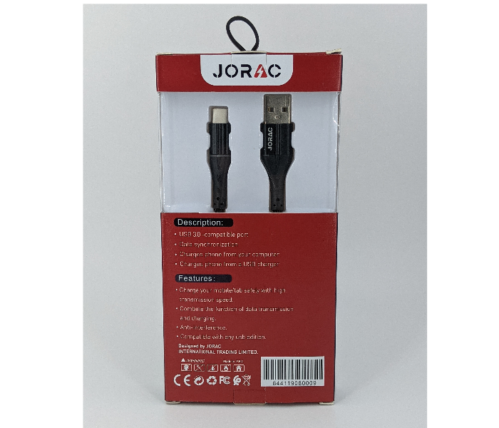 Jorac RA-59 3A Micro USB Nylone Cable With LED Lighting - Black 2 in OMAN