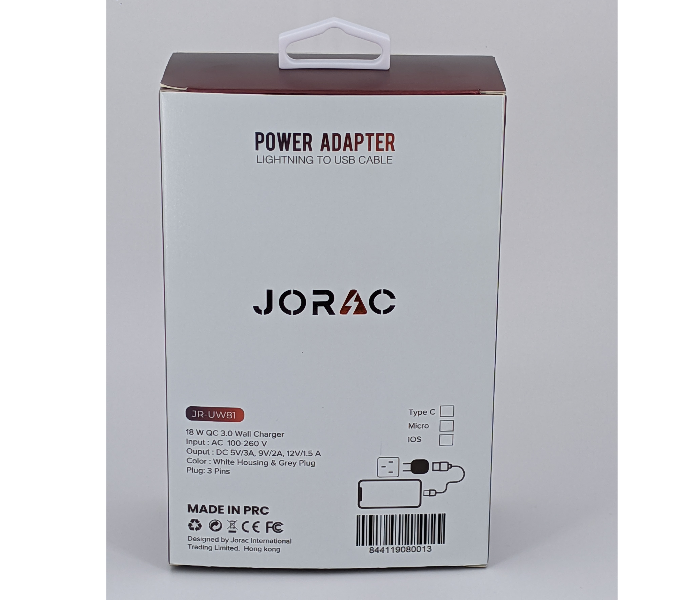Jorac UW81 18W Qualcomm 3.0 Quick Charge Lightning Cable - White 2 in OMAN