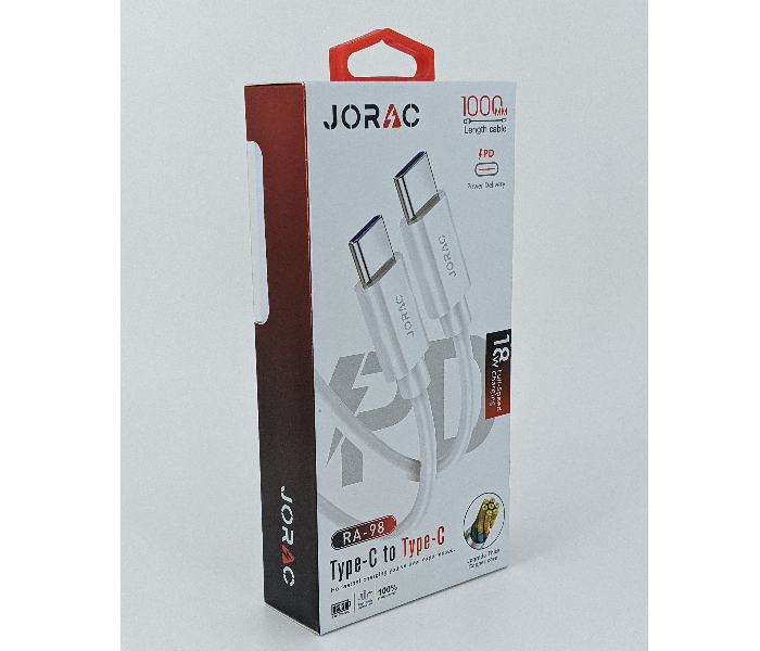Jorac RA-98 Type-C To Type-C Power Delivery Cable -White 3 in OMAN