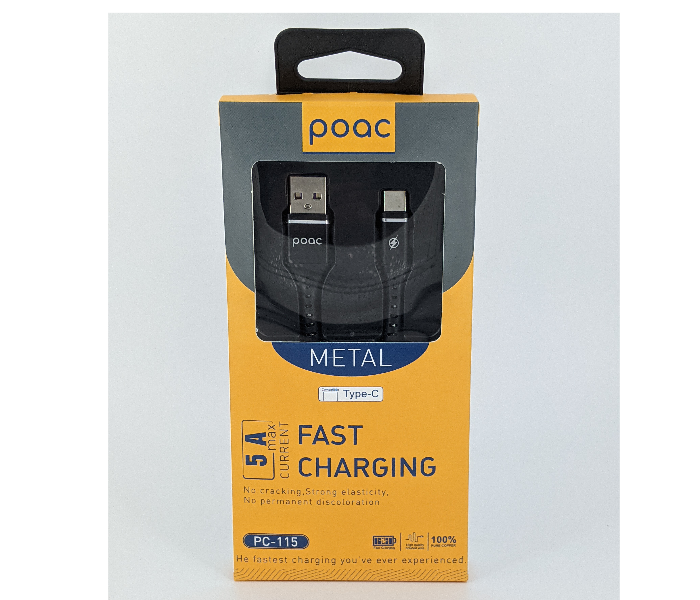 Poac PC-115 5A Type-C Data Cable - Black 1 in OMAN