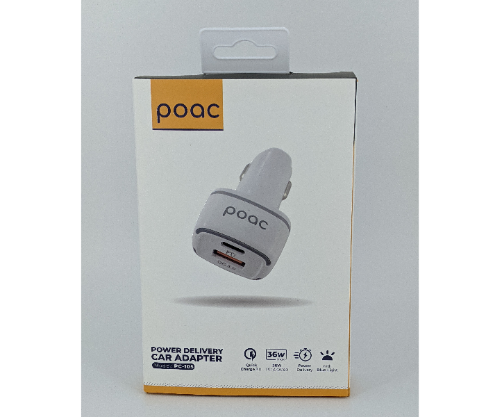 Poac PC-105 36W Power Delivery Car Adaptor - White 1 in OMAN