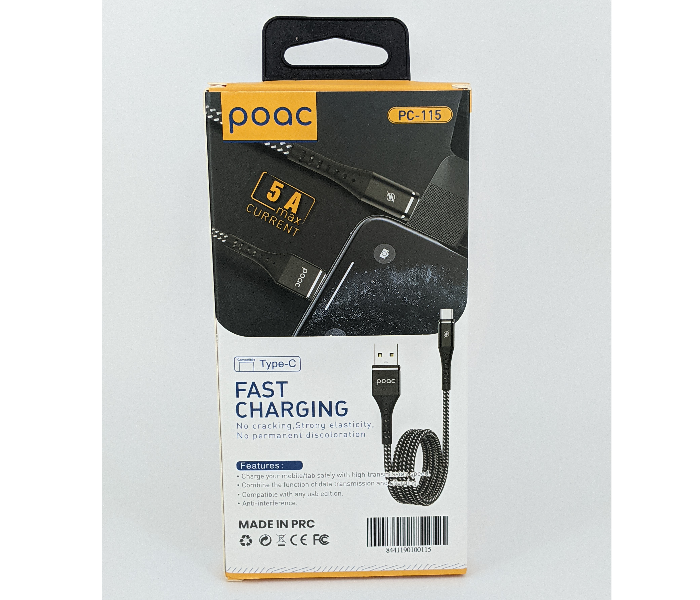 Poac PC-115 5A Type-C Data Cable - Black 2 in OMAN