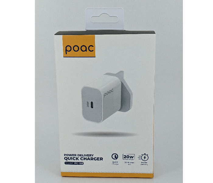 Poac PC-109 20W Charging Adaptor - White 1 in OMAN
