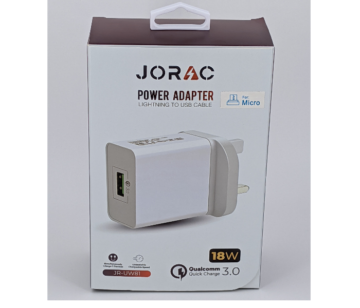 Jorac UW81 18W Qualcomm 3.0 Quick Charge Lightning Cable - White 1 in OMAN