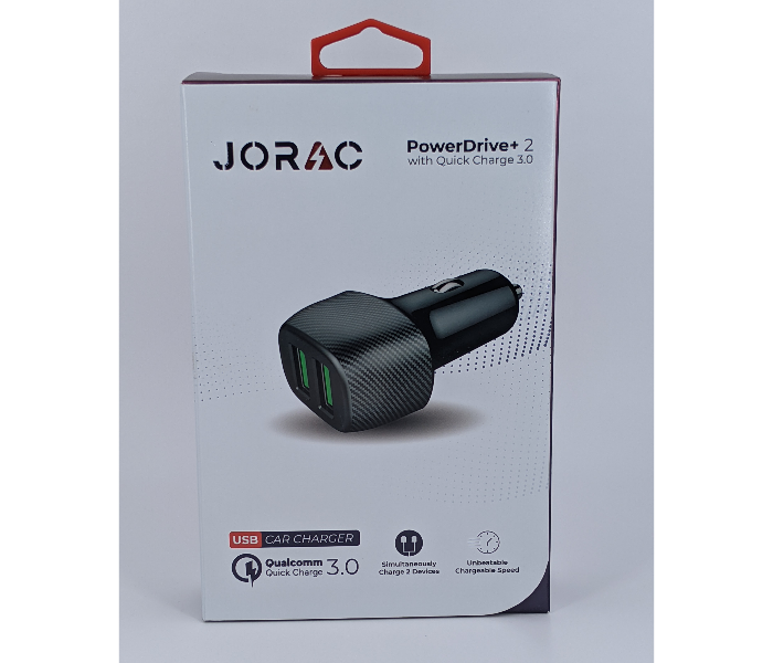 Jorac CR-16 36 Watt 2 Port Car Charging Adaptor - Black 1 in OMAN