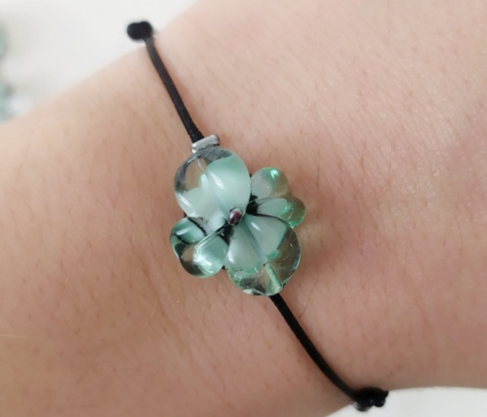 Handmade Glass Art Violet Jewellery Set - Green and Black 3 in UAE