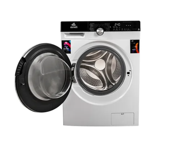 Evvoli EVWM-FBLE-914W 9 KG 1400 PRM Front Load Washing Machine – White and Black 3 in UAE