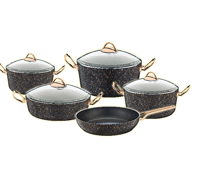 OMS Collection 9 Pieces Granitec Cookware Set - Gold 1 in UAE