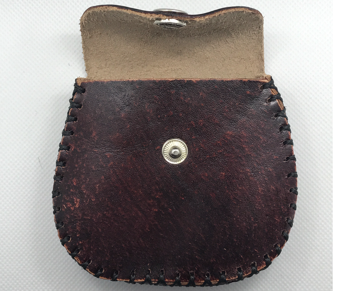 Handmade Leather Small Bag for Coins- Brown 5 in UAE