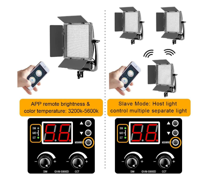 GVM AWP-1225 BI- Colour LED Video Light S900D Stand Lighting Kit 6 in UAE