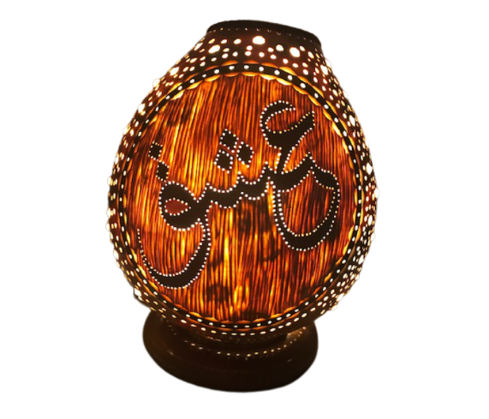 Handmade ISHQ Gourd Art Night Lamp - Wood 1 in UAE