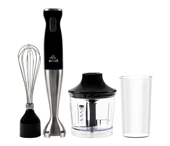 Evvoli EVKA-HBL4B 550W 4-In-1 Stainless Steel Stem Hand Blender With Chopper And Whisk - Black 1 in UAE