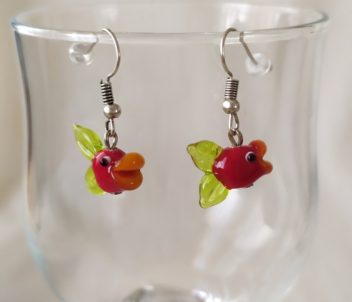 Handmade Glass Art Fish Jewellery Set - Red and Black 2 in UAE