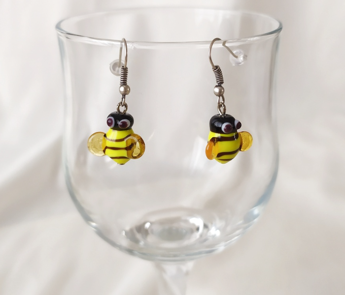 Handmade Glass Art Bee Jewellery Set - Yellow 2 in UAE