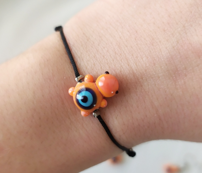 Handmade Glass Art Turtle Jewellery Set - Orange and Black 3 in UAE