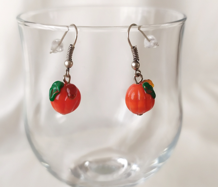 Handmade Glass Art Pumpkin Jewellery Set - Orange 2 in UAE
