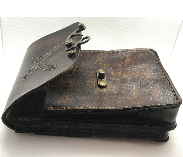 Handmade Small Leather bag for Men- Brown 2 in UAE
