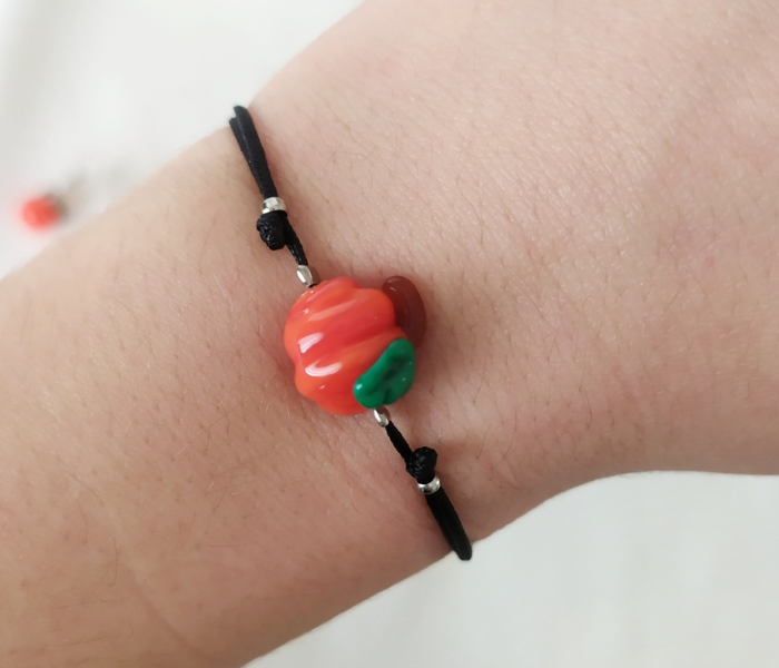 Handmade Glass Art Pumpkin Jewellery Set - Orange 3 in UAE
