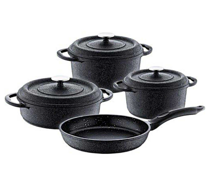 OMS Collection 7 Pieces Non-Stick Die Cast Cookware Set - Black 1 in UAE