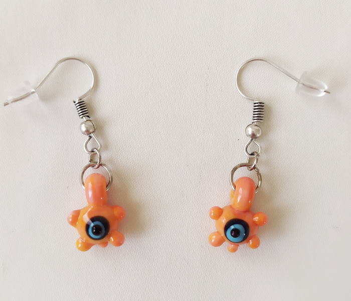 Handmade Glass Art Turtle Jewellery Set - Orange and Black 2 in UAE