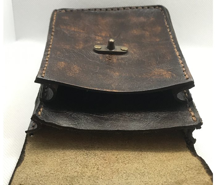 Handmade Small Leather bag for Men- Brown 4 in UAE