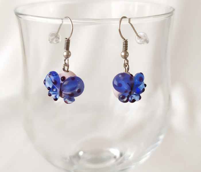Handmade Glass Art Butterfly Jewellery Set - Navy Blue 2 in UAE