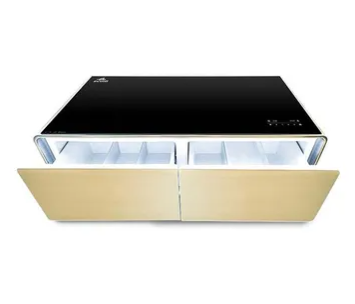 Evvoli EVRFS-130LG Smart Touch Table With Two Refrigerating Doors - Black and Gold 1 in UAE