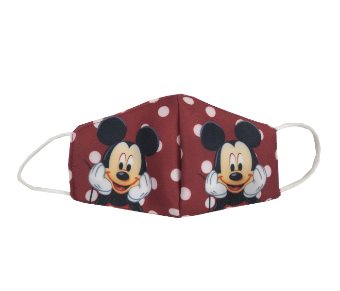 Zap Micky Mouse Printed Reusable and Washable Mask for Kids - Red 1 in UAE