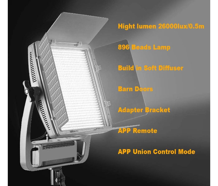 GVM AWP-1225 BI- Colour LED Video Light S900D Stand Lighting Kit 5 in UAE