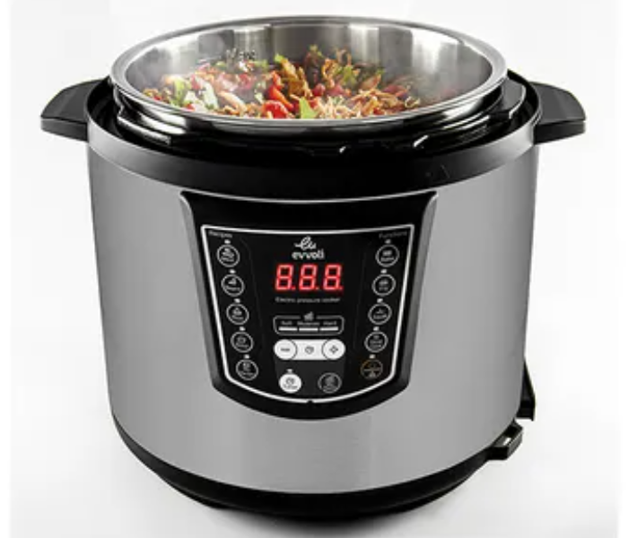 Evvoli EVKA-PC6009B 6Litre 1000W Digital LED Display 9-in-1 Multi-Use Programmable Pressure Cooker - Black and Silver 4 in UAE