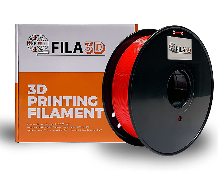 Fila3D 1.75mm PETG 1Kg 3D Printer Filament - Transparent Red 1 in UAE
