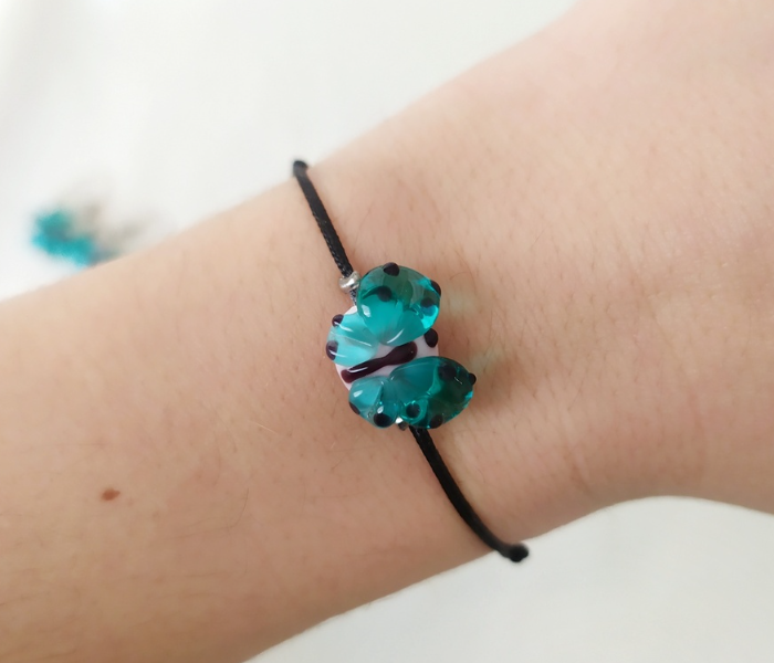 Handmade Glass Art Butterfly Jewellery Set - Green and Black 3 in UAE
