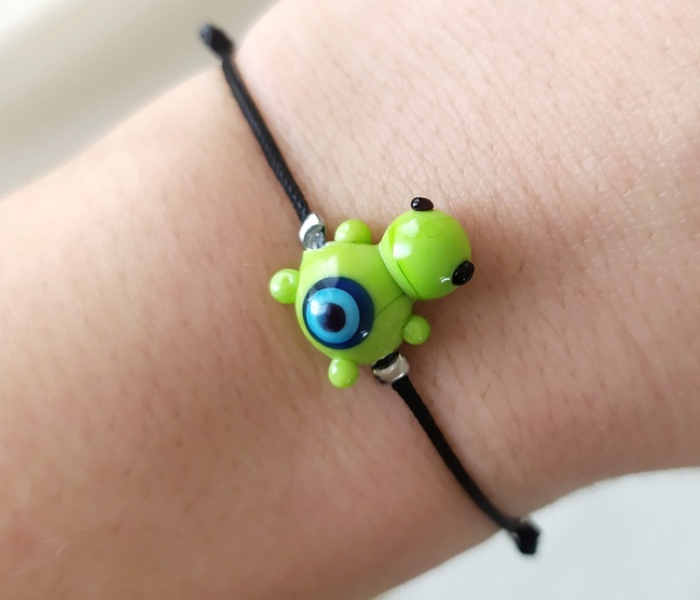 Handmade Glass Art Turtle Jewellery Set - Green and Black 4 in UAE